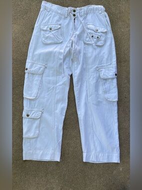 Free People White Cargo Capris